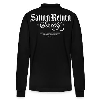 Saturn Return Society - Stanley/Stella Organic Unisex Long-Sleeved Polo Shirt Prepster - black - Back - Anna (173cm)