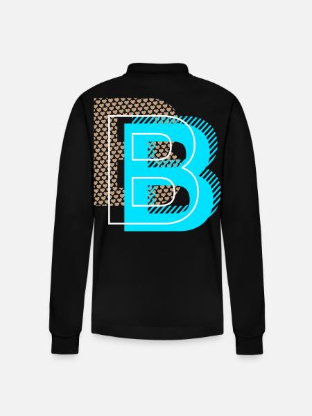 Cooler Buchstabe B - Stanley/Stella Unisex Bio-Langarm-Poloshirt Prepster - Schwarz