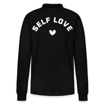 Self-love with heart – SELF LOVE - Stanley/Stella Organic Unisex Long-Sleeved Polo Shirt Prepster - black - Back - Anna (173cm)