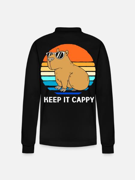 Capybara Capibara - Stanley/Stella Organic Unisex Long-Sleeved Polo Shirt Prepster - black