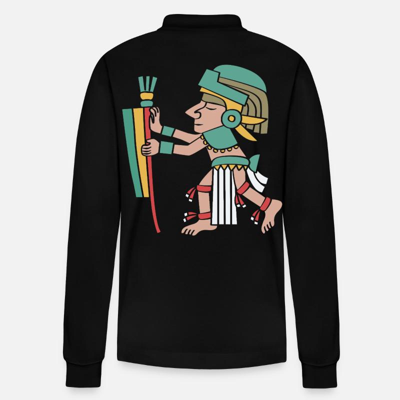 Maya kalender aztec Inka - Stanley/Stella Unisex Bio-Langarm-Poloshirt Prepster - Schwarz