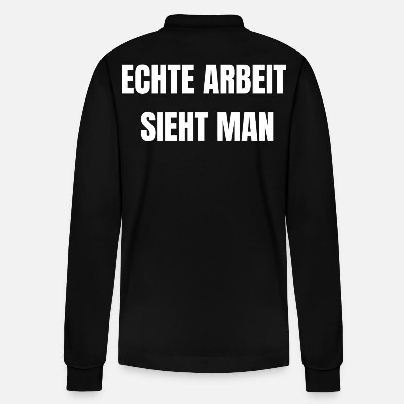 Echte Arbeit Sieht Man | Arbeiter Shirt - Stanley/Stella Unisex Bio-Langarm-Poloshirt Prepster - Schwarz