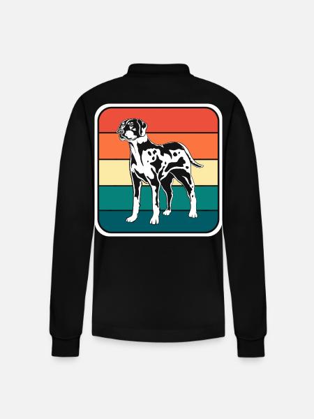 Catahoula Dog - Stanley/Stella Organic Unisex Long-Sleeved Polo Shirt Prepster - black