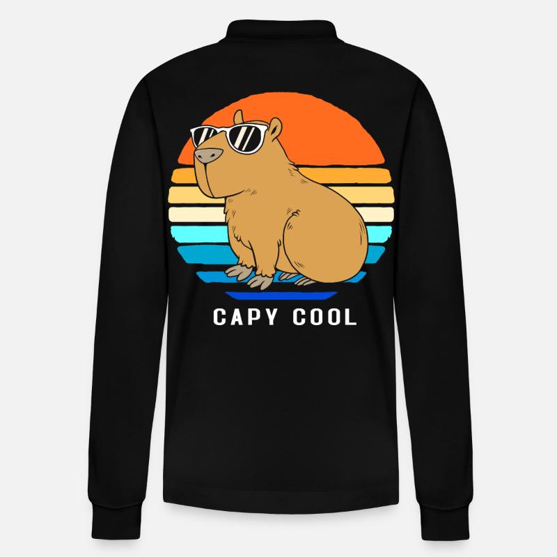 Capybara Capibara - Stanley/Stella Unisex Bio-Langarm-Poloshirt Prepster - Schwarz