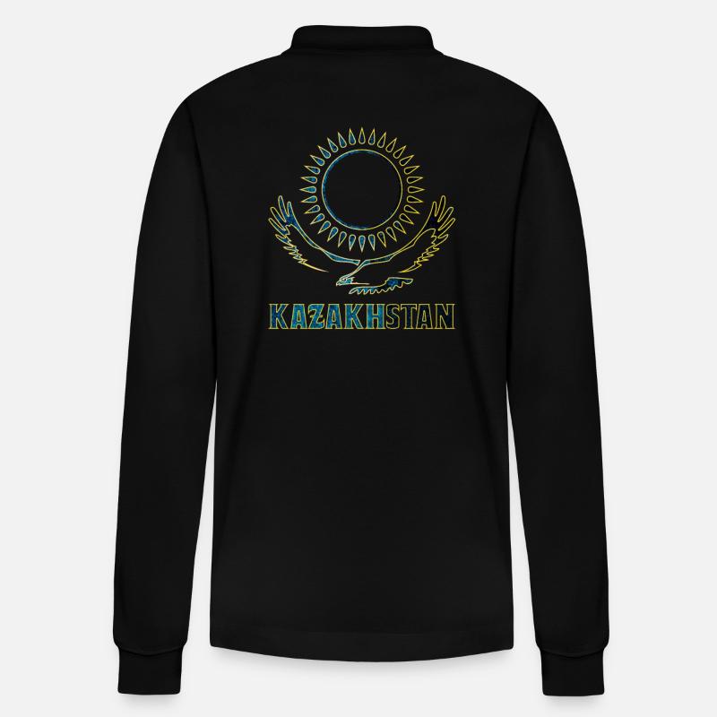 Kasachstan Steppenadler Geschenk - Stanley/Stella Unisex Bio-Langarm-Poloshirt Prepster - Schwarz