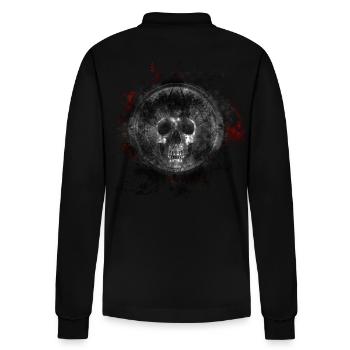 Gothic Death Skull Paint Splatter Art - Stanley/Stella Organic Unisex Long-Sleeved Polo Shirt Prepster - black - Back - Anna (173cm)