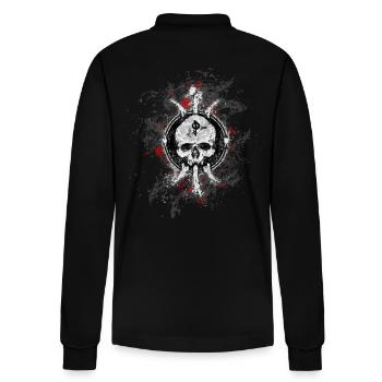 Gothic Death Skull Paint Splatter Art - Stanley/Stella Organic Unisex Long-Sleeved Polo Shirt Prepster - black - Back - Anna (173cm)