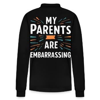 My parents are embarrassing - Stanley/Stella Organic Unisex Long-Sleeved Polo Shirt Prepster - black - Back - Anna (173cm)