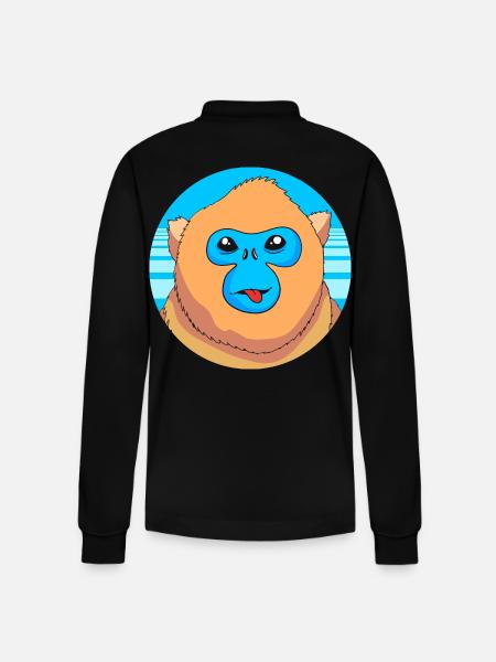 Snub-nosed monkey Monkey Chimpanzee - Stanley/Stella Organic Unisex Long-Sleeved Polo Shirt Prepster - black