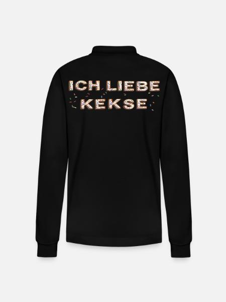 ich liebe Kekse - Stanley/Stella Unisex Bio-Langarm-Poloshirt Prepster - Schwarz