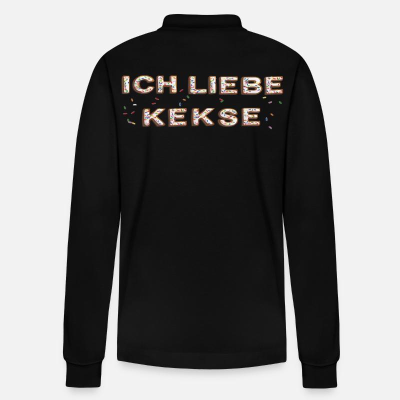 ich liebe Kekse - Stanley/Stella Unisex Bio-Langarm-Poloshirt Prepster - Schwarz