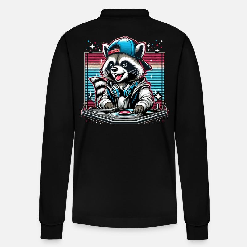Wachbär DJ DJane Geschenk - Stanley/Stella Unisex Bio-Langarm-Poloshirt Prepster - Schwarz