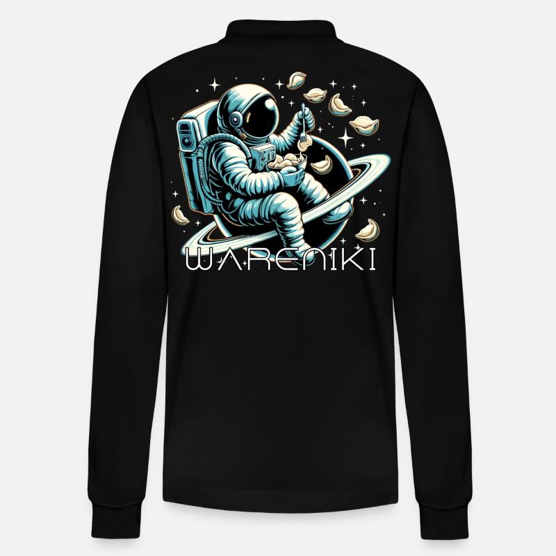 Wareniki Astronaut lecker Geschenk - Stanley/Stella Unisex Bio-Langarm-Poloshirt Prepster - Schwarz