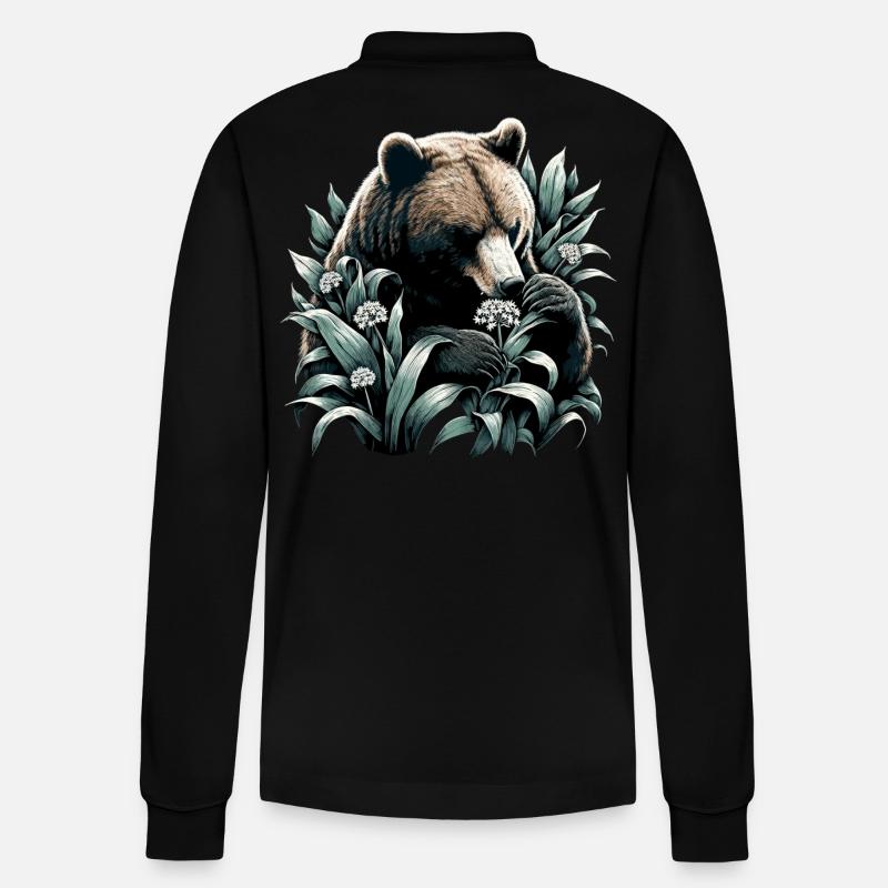 Cadeau Bear Eats Wild Garlic - Polo à manches longues bio PREPSTER Stanley/Stella Unisexe - noir