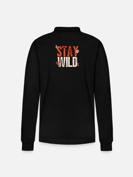 Stay Wild – lettering with paws - Stanley/Stella Organic Unisex Long-Sleeved Polo Shirt Prepster - black