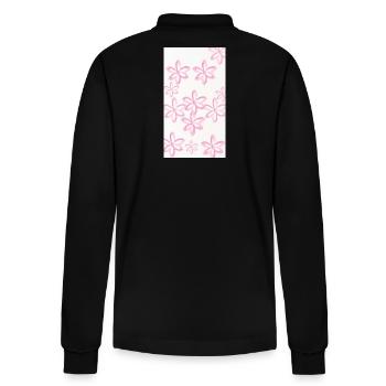 Pink Watercolor Flowers Pattern - Stanley/Stella Unisex Bio-Langarm-Poloshirt Prepster - Schwarz - Hinten - Anna (173cm)
