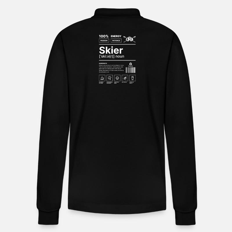 Skifahrer-Lebensstil - Stanley/Stella Unisex Bio-Langarm-Poloshirt Prepster - Schwarz