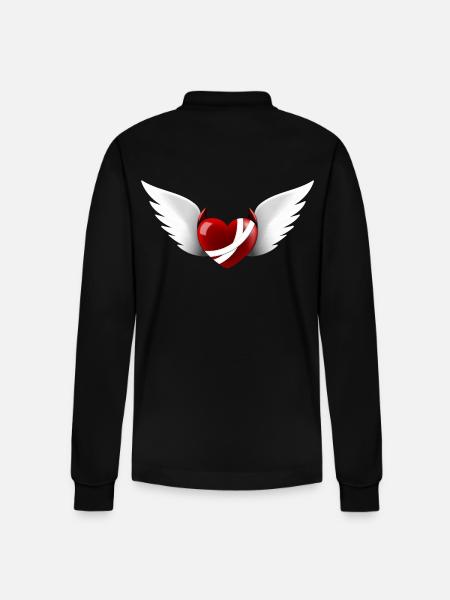 Devil's Heart with Angel Wings - Stanley/Stella Organic Unisex Long-Sleeved Polo Shirt Prepster - black
