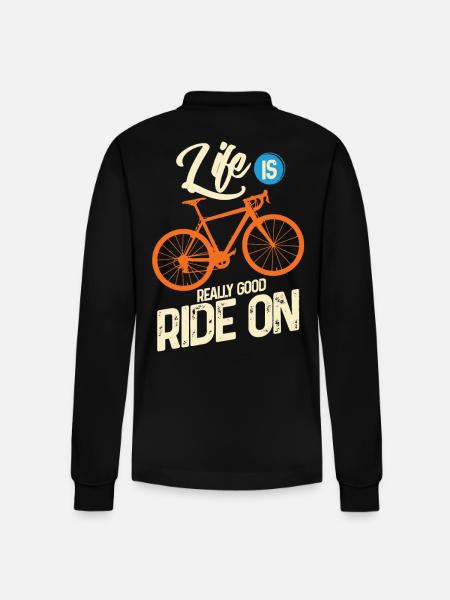 Cycling - Stanley/Stella Organic Unisex Long-Sleeved Polo Shirt Prepster - black