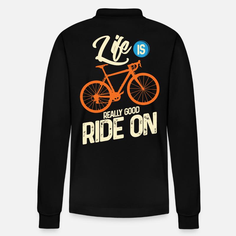 Radfahren - Stanley/Stella Unisex Bio-Langarm-Poloshirt Prepster - Schwarz