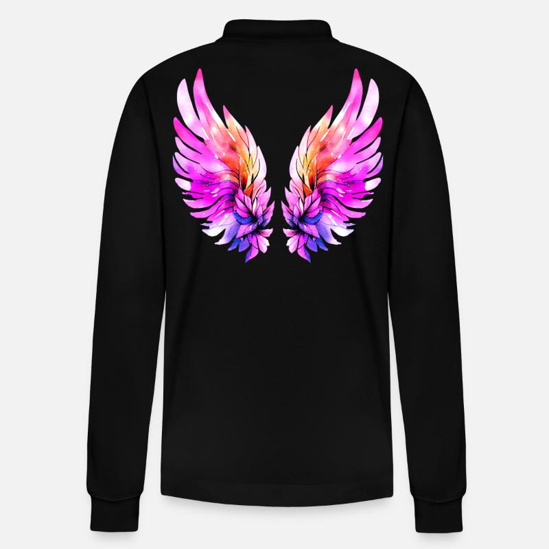 Leuchtend rosa Engelsflügel - Stanley/Stella Unisex Bio-Langarm-Poloshirt Prepster - Schwarz