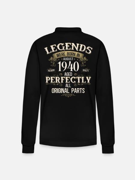 85th Birthday Legends August 1940 - Stanley/Stella Organic Unisex Long-Sleeved Polo Shirt Prepster - black