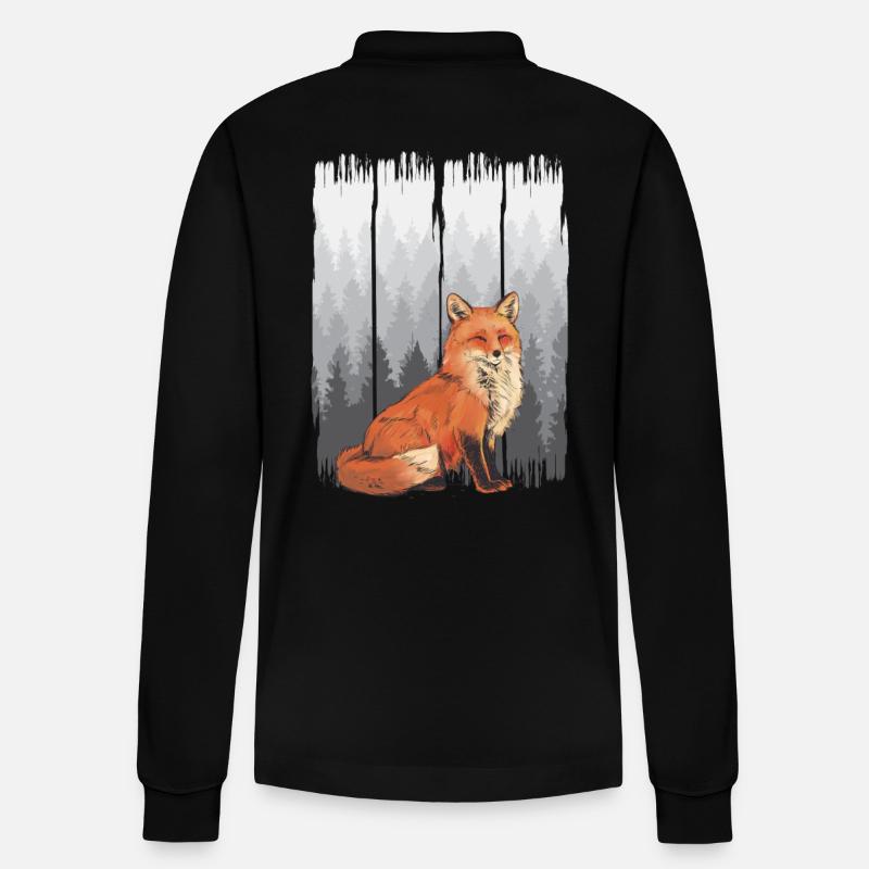 Fuchs Wald Natur - Stanley/Stella Unisex Bio-Langarm-Poloshirt Prepster - Schwarz