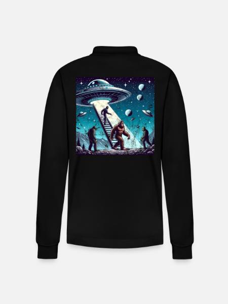 UFO BIGFOOT - Stanley/Stella Organic Unisex Long-Sleeved Polo Shirt Prepster - black