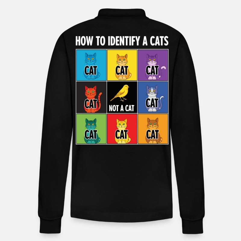 Cat Identification Guide - Stanley/Stella Organic Unisex Long-Sleeved Polo Shirt Prepster - black