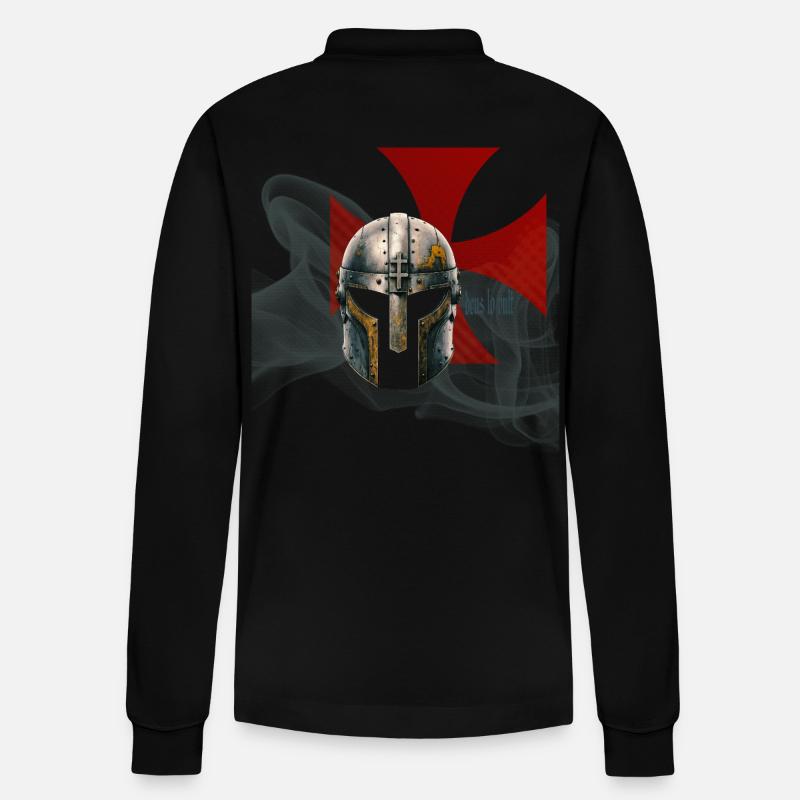 Mittelalterlicher Templerhelm - Stanley/Stella Unisex Bio-Langarm-Poloshirt Prepster - Schwarz