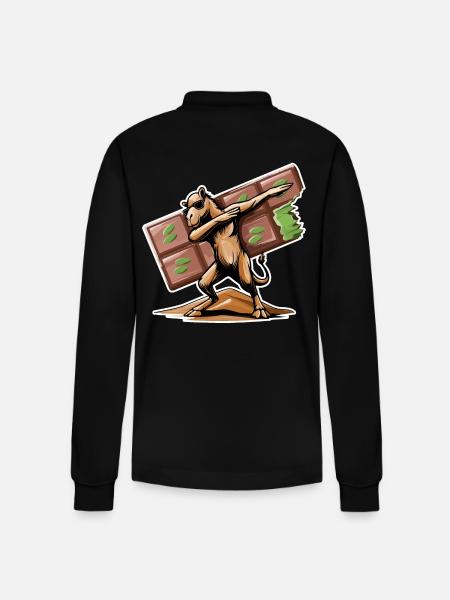 Dabbing Dromedary & Dubai Chocolate - Stanley/Stella Organic Unisex Long-Sleeved Polo Shirt Prepster - black
