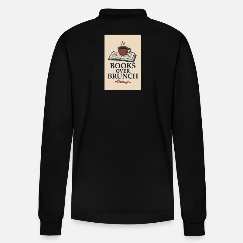 Kaffee und Bücher Motiv - Stanley/Stella Unisex Bio-Langarm-Poloshirt Prepster - Schwarz