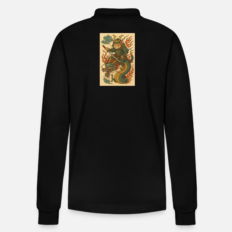 Geist eines Kriegers im Drachenkampf - Stanley/Stella Unisex Bio-Langarm-Poloshirt Prepster - Schwarz