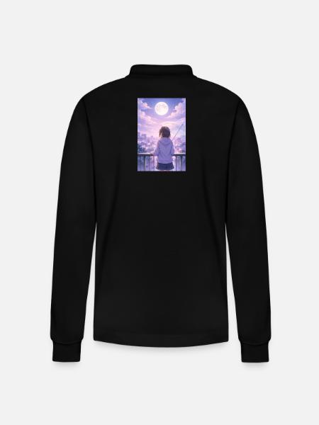 Luna Urban Im Regen - Stanley/Stella Unisex Bio-Langarm-Poloshirt Prepster - Schwarz
