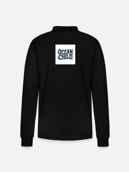 Ocean Child Wave Art - Stanley/Stella Organic Unisex Long-Sleeved Polo Shirt Prepster - black