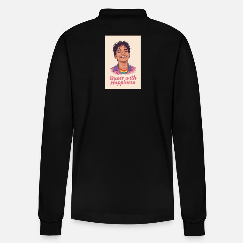 Queer with happiness - Stanley/Stella Unisex Bio-Langarm-Poloshirt Prepster - Schwarz
