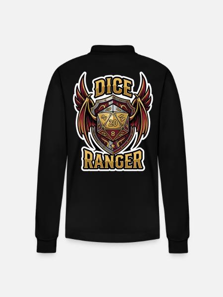 Dice Ranger Winged D20 RPG Class - Stanley/Stella Organic Unisex Long-Sleeved Polo Shirt Prepster - black