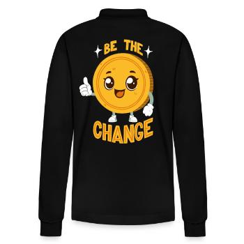 Be The Change - Change Pun - Stanley/Stella Organic Unisex Long-Sleeved Polo Shirt Prepster - black - Back - Anna (173cm)