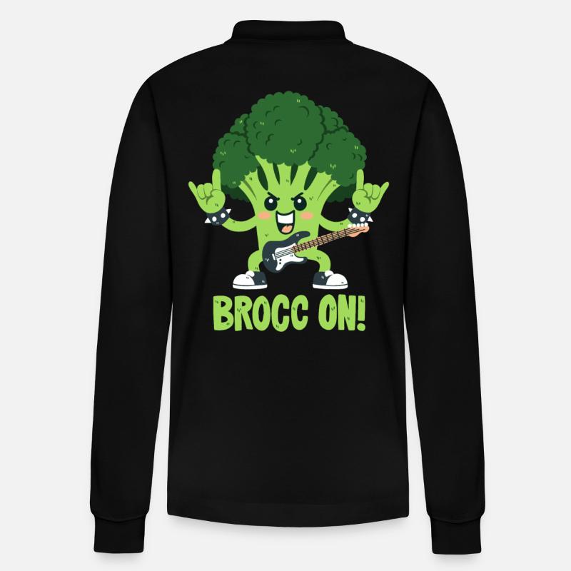Brokkoli-Wortwitz - Rock On! - Stanley/Stella Unisex Bio-Langarm-Poloshirt Prepster - Schwarz