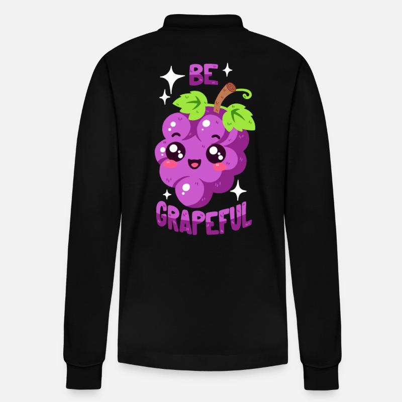 Dankbare Traube, Dankbarkeit, Weintraube - Stanley/Stella Unisex Bio-Langarm-Poloshirt Prepster - Schwarz