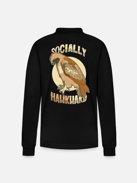 Falcon: Socially Awkward - Stanley/Stella Organic Unisex Long-Sleeved Polo Shirt Prepster - black