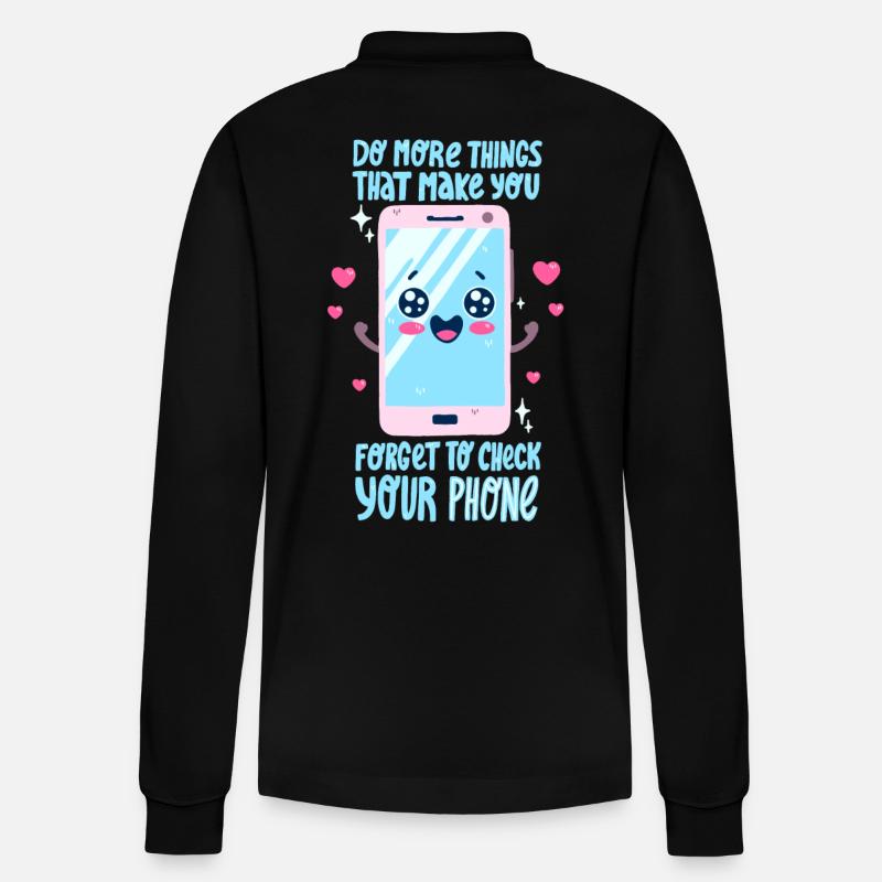 Smartphone Spruch - Stanley/Stella Unisex Bio-Langarm-Poloshirt Prepster - Schwarz