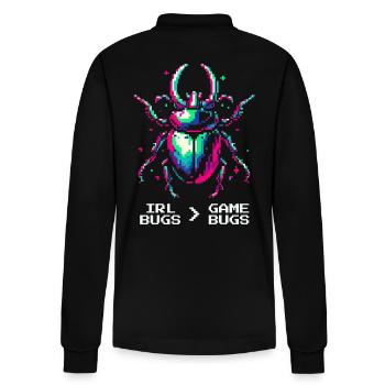 Insects Nature Love Retro Pixel Art Gaming - Stanley/Stella Organic Unisex Long-Sleeved Polo Shirt Prepster - black - Back - Anna (173cm)