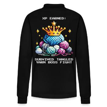 Earn XP: Defeated Balls of Wool | Crochet Yarn - Stanley/Stella Organic Unisex Long-Sleeved Polo Shirt Prepster - black - Back - Anna (173cm)
