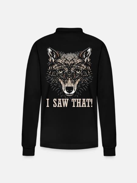 Wolf - I saw that - Stanley/Stella Organic Unisex Long-Sleeved Polo Shirt Prepster - black
