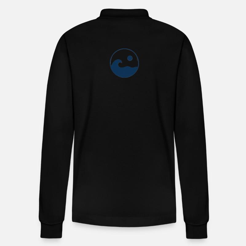 Circle Waves Sun Logo - Stanley/Stella Organic Unisex Long-Sleeved Polo Shirt Prepster - black