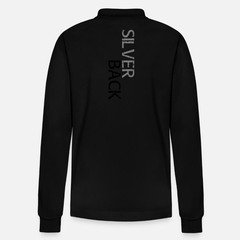 SILVERBACK (offset) - Stanley/Stella Organic Unisex Long-Sleeved Polo Shirt Prepster - black