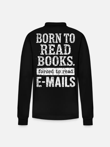 Born to Read Books – Statement - Stanley/Stella Organic Unisex Long-Sleeved Polo Shirt Prepster - black