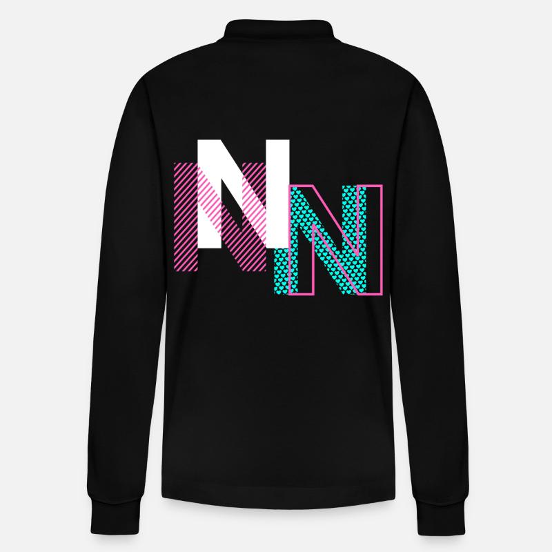 N Buchstabe Design - Stanley/Stella Unisex Bio-Langarm-Poloshirt Prepster - Schwarz