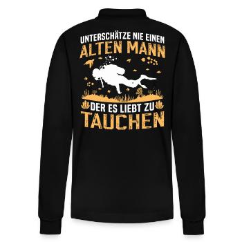 Alten Mann der es liebt zu tauchen - Stanley/Stella Unisex Bio-Langarm-Poloshirt Prepster - Schwarz - Hinten - Anna (173cm)